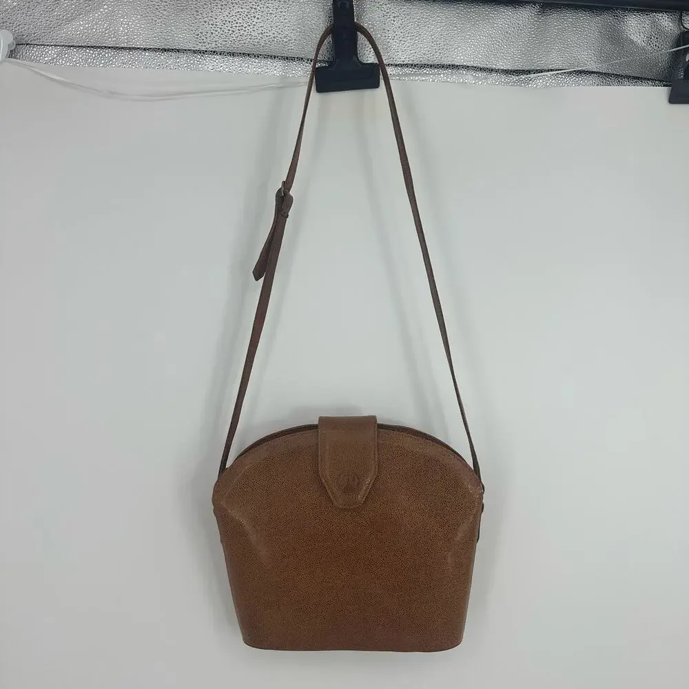 Vintage 90s Ginnie Johansen Handcrafted Leather Bag Brown Preppy Academia